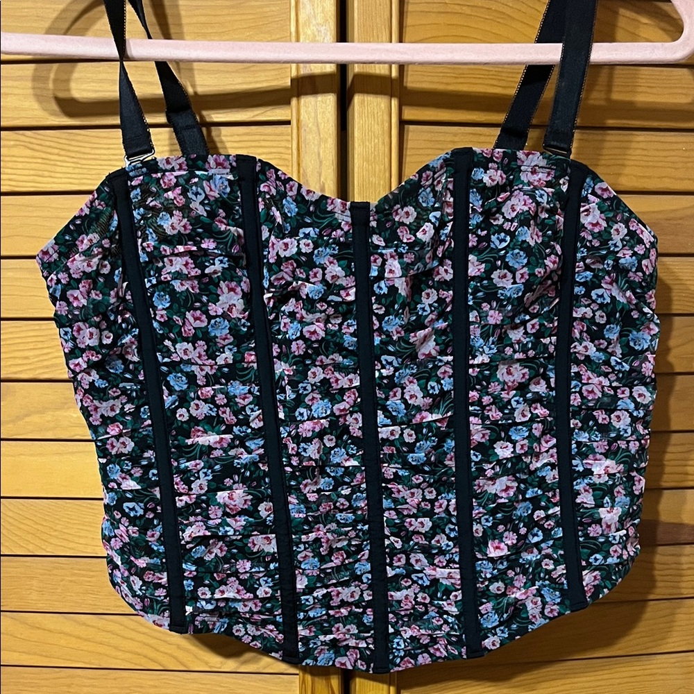Torrid Black Floral Bustier NWT